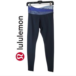 Lululemon Grey Leggings with Purple Waistband